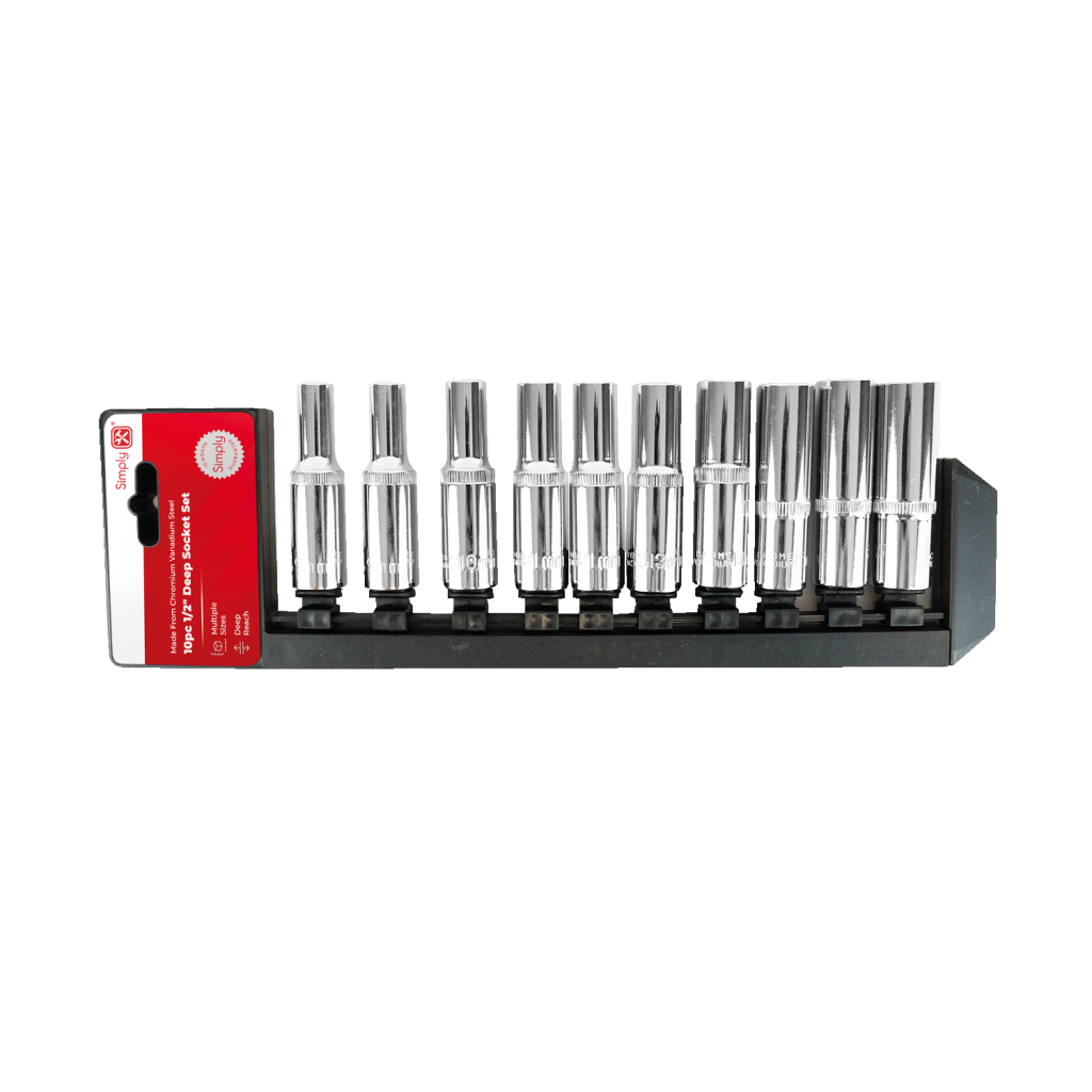 Simply Tools 10 piece 1/2 inch deep socket set