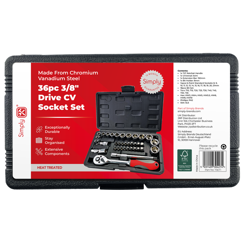 Simply Brands, 36 piece 3/8 inch Drive CV socket set