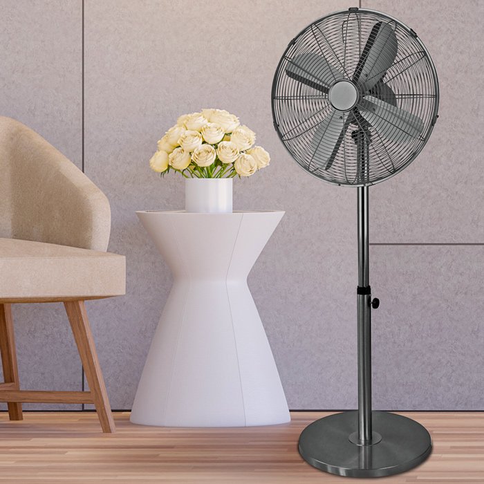 COSTWAY 16-inch Metal Pedestal Fan - Quiet High Velocity Floor Fan With 75° Oscillation | 3 Speed Adjustable Height