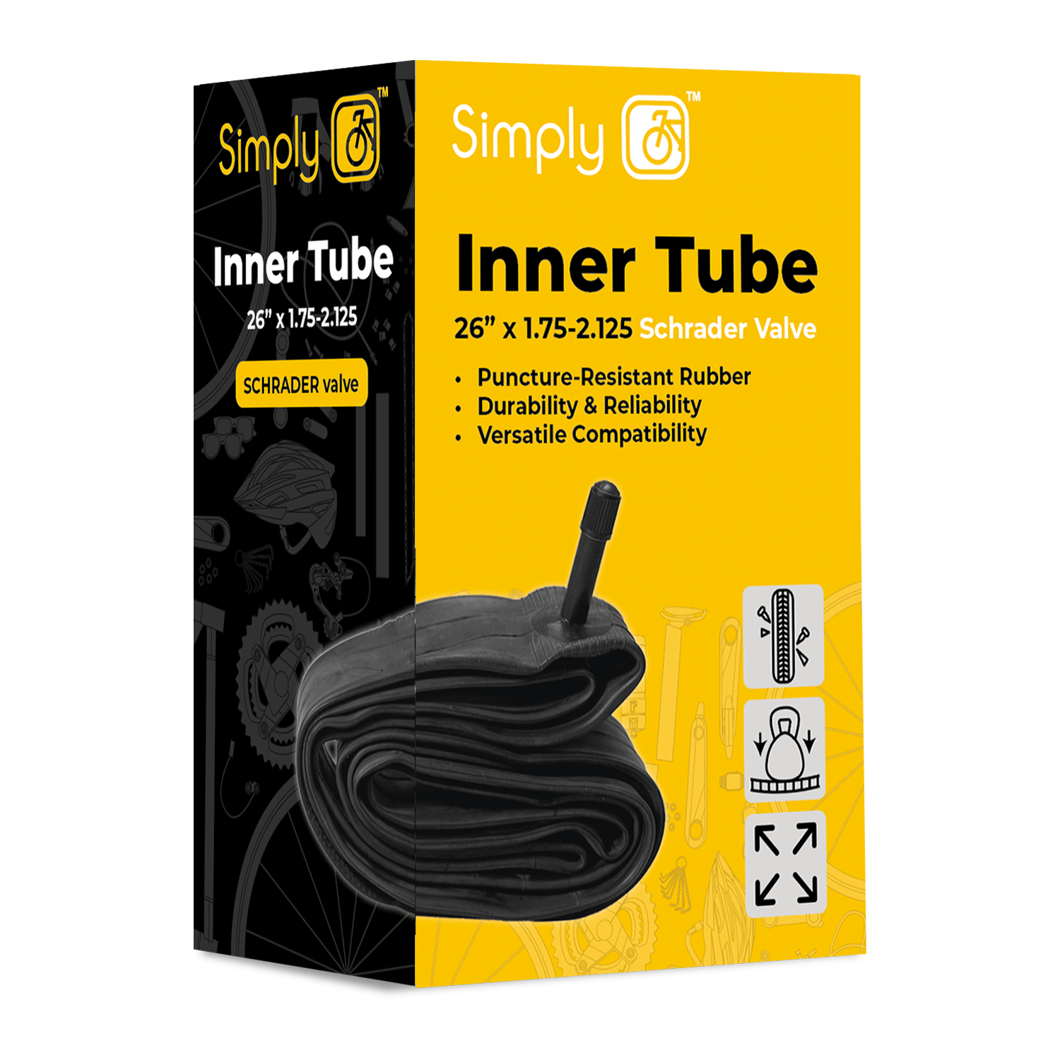 Inner Tube 26” x 1.75-2.125 Schrader Valve | Simply Brands | Private Label