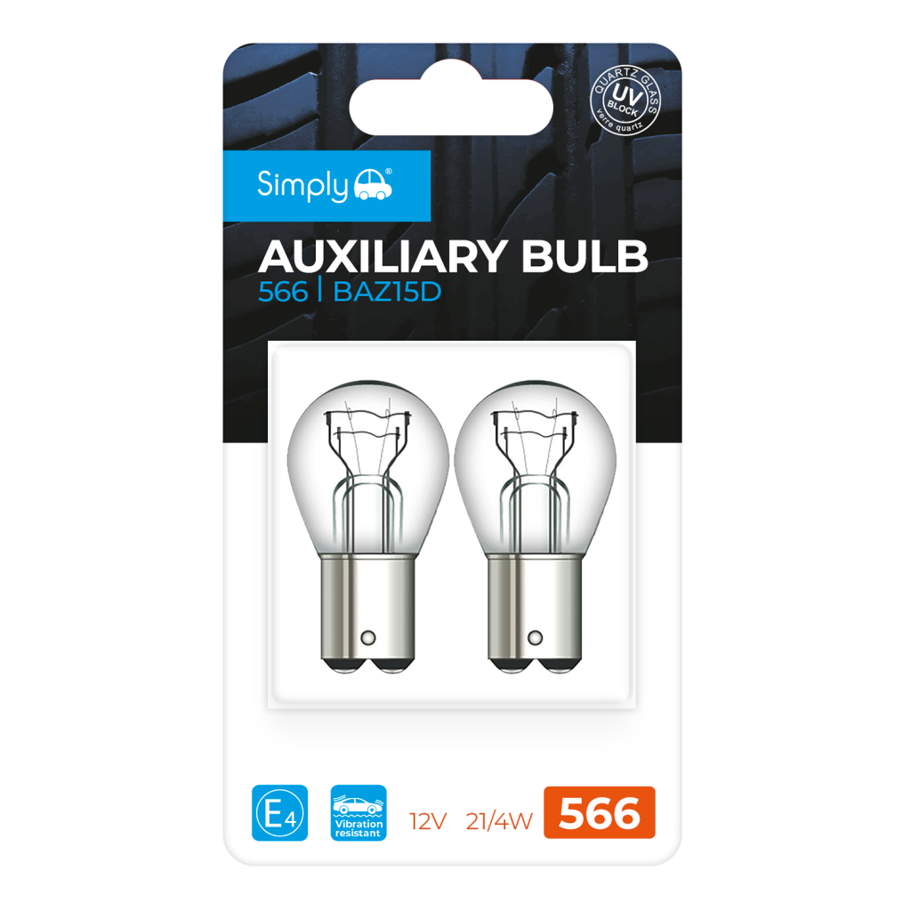 2pk P21/4W S566BL Auxiliary Bulb Blister 12V 21/4W BAZ15D