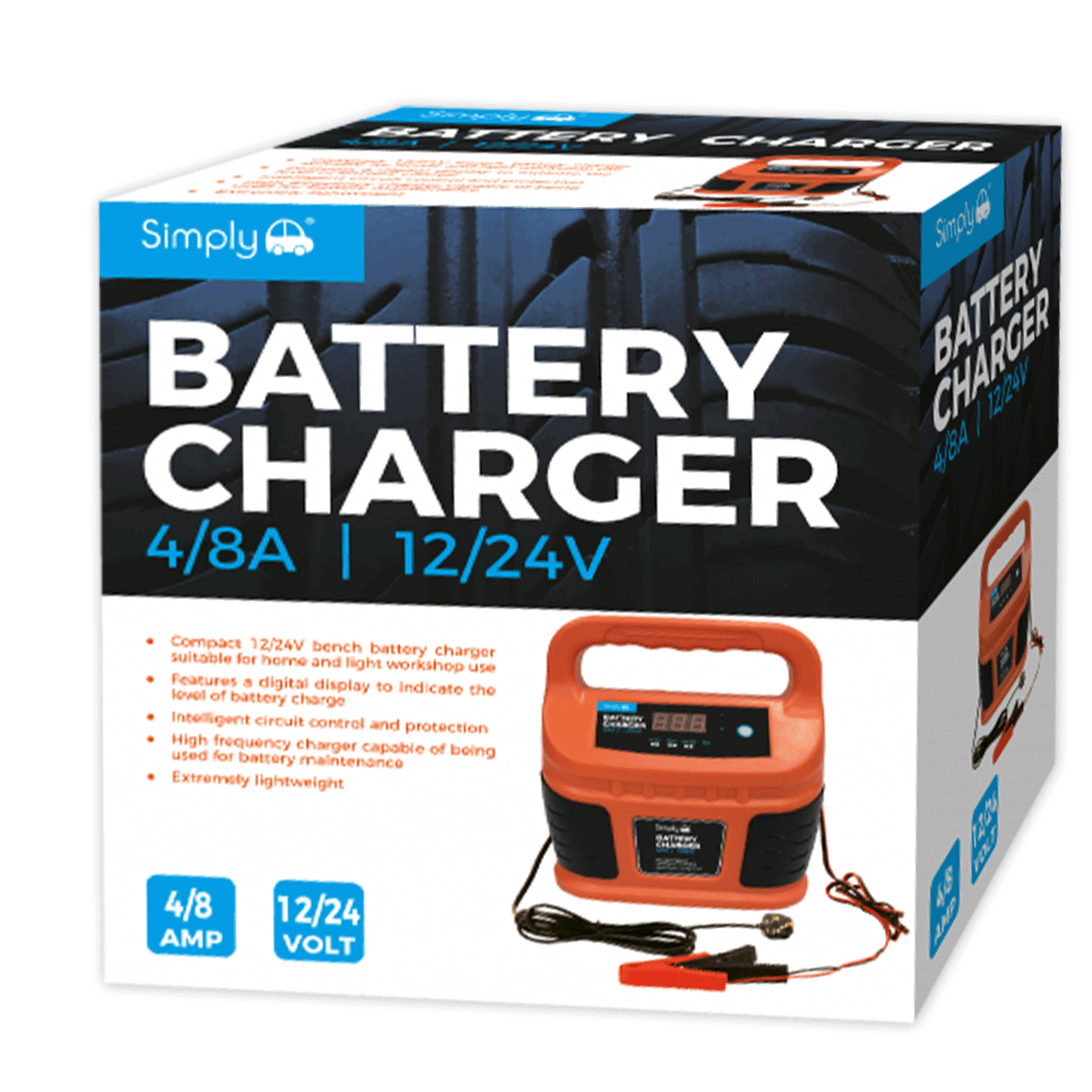 Automatic Battery Charger – 12/24V 4/8AMP | Simply Brands | Private Label