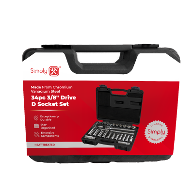 Simply Tools- 34 piece 3/8 inch drive d socket set