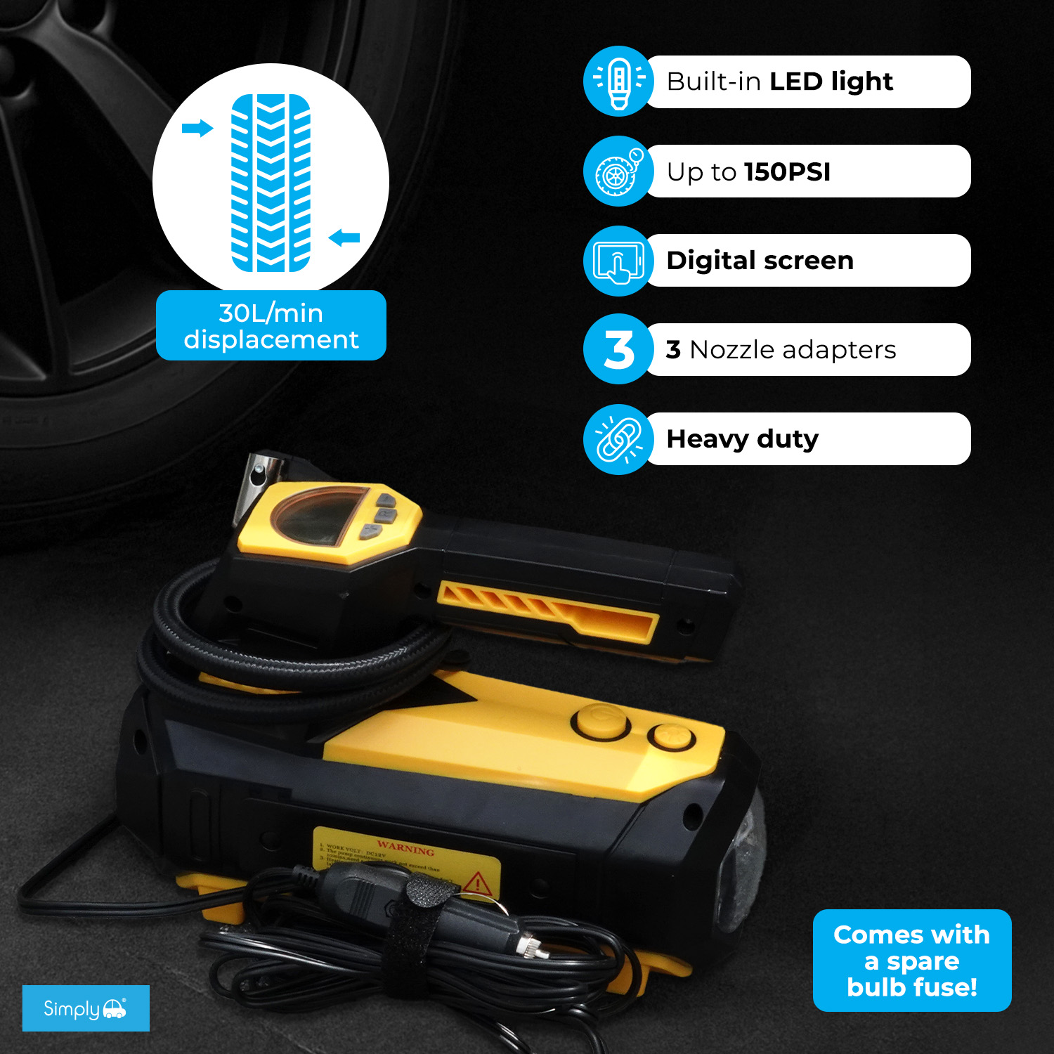 Heavy Duty Air Compressor with Light | Simply Brands | Private Label
