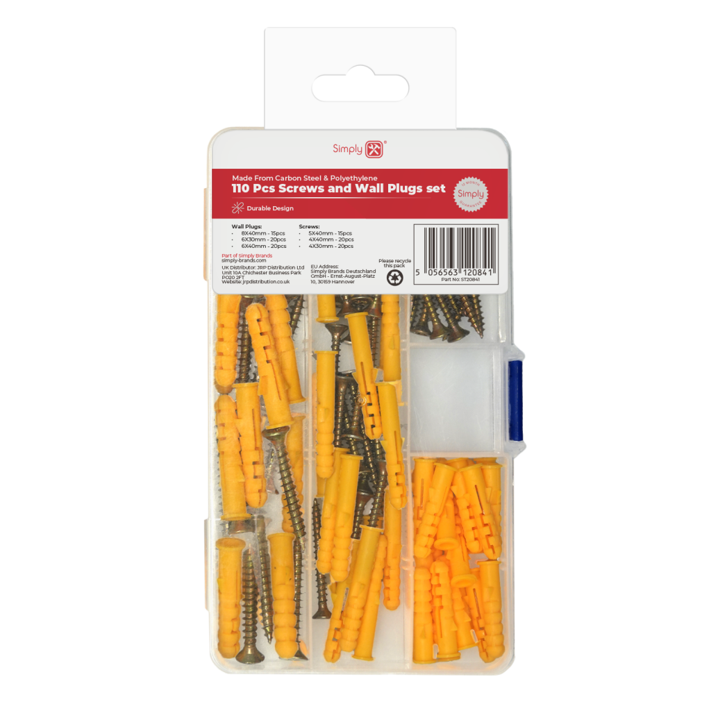 110 Pcs Screws and Wall Plugs Set