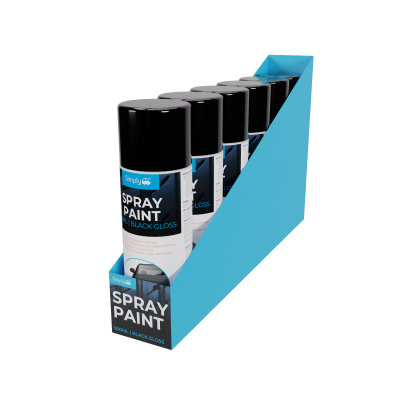 CDU of 6 spray paints - black gloss