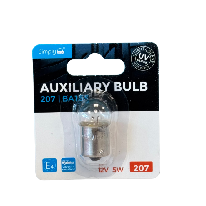 1pk R5W S207 Auxiliary Bulb Blister 12V 5W BA15S