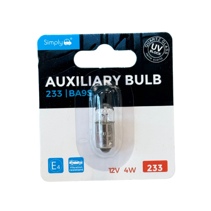 1pk T4W S233 Auxiliary Bulb Blister 12V 4W BA9S