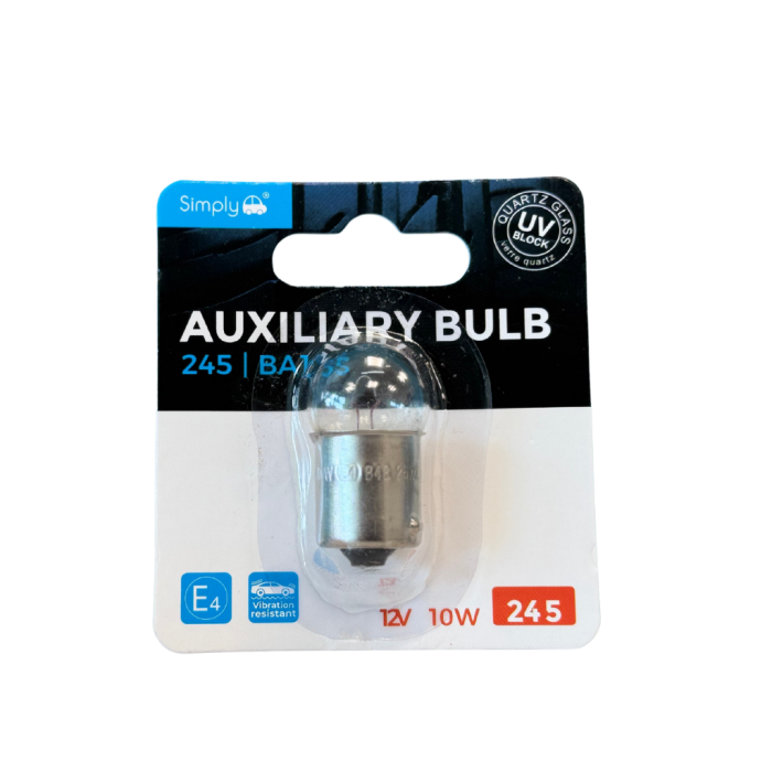1pk R10W S245 Auxiliary Bulb Blister 12V 10W BA15S