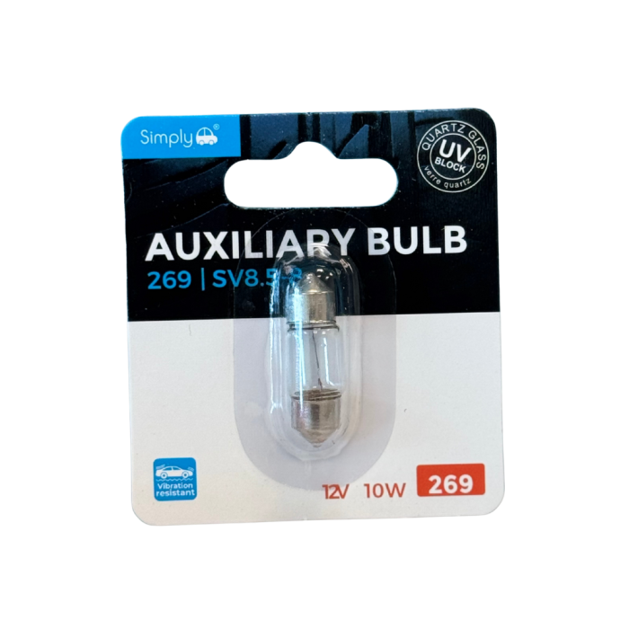 1pk 10W Festoon S269 Auxiliary Bulb Blister 12V 10W SV8.5-8