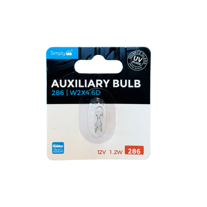 1pk 1.2W Mini-wedge S286 Auxiliary Bulb Blister 12V 1.2W W2x4.6D