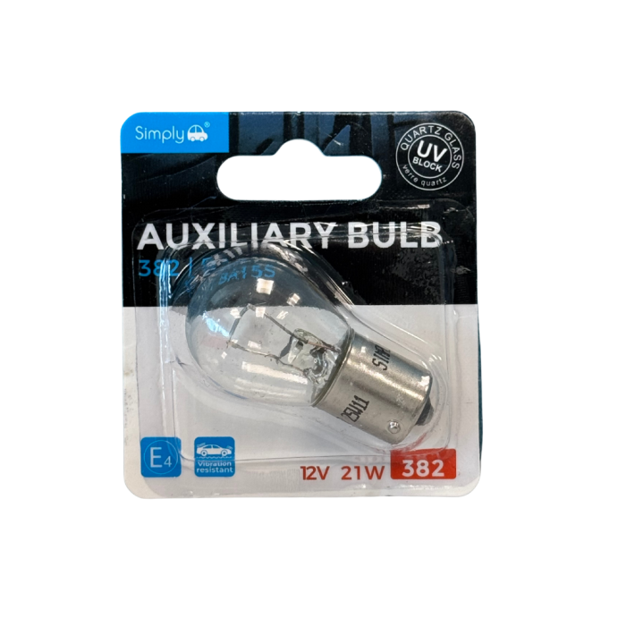 1pk P21W S382 Auxiliary Bulb Blister 12V 21W BA15S