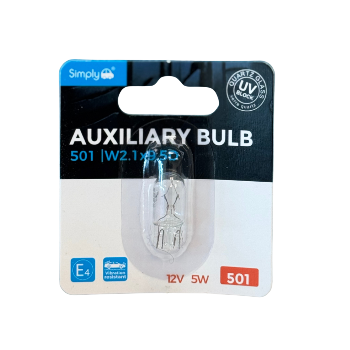 1pk W5W S501BL Auxiliary Bulb Blister 12V 5W W2.1×9.5D