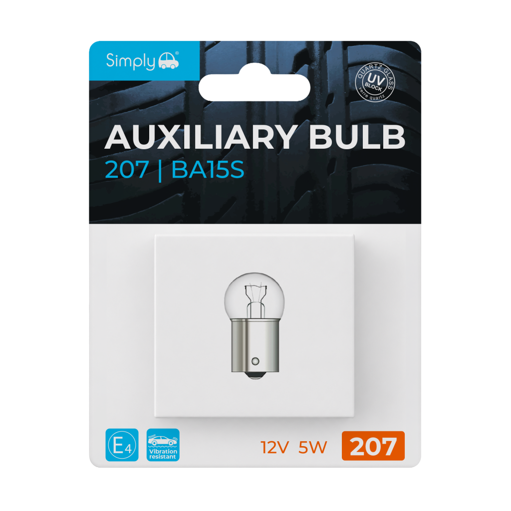 1pk R5W S207 Auxiliary Bulb Blister 12V 5W BA15S