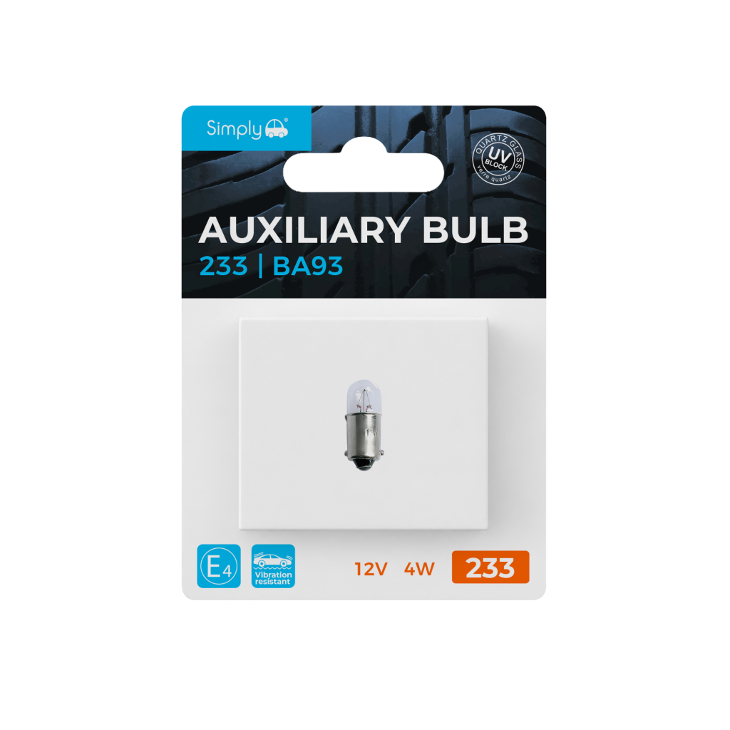 1pk T4W S233 Auxiliary Bulb Blister 12V 4W BA9S