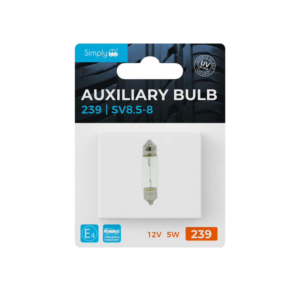 1pk Auxiliary Bulb Blister 12V 5W SV8.5-8 Festoon