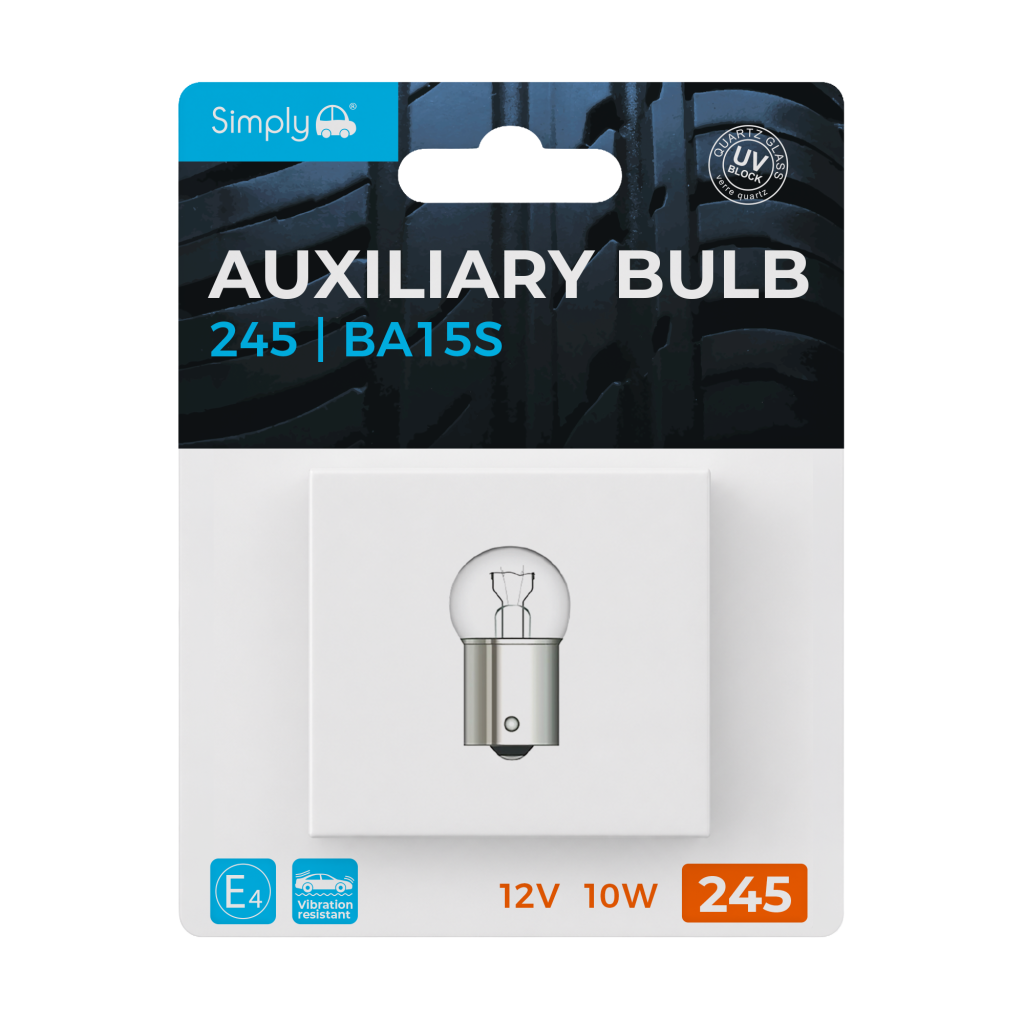 1pk R10W S245 Auxiliary Bulb Blister 12V 10W BA15S