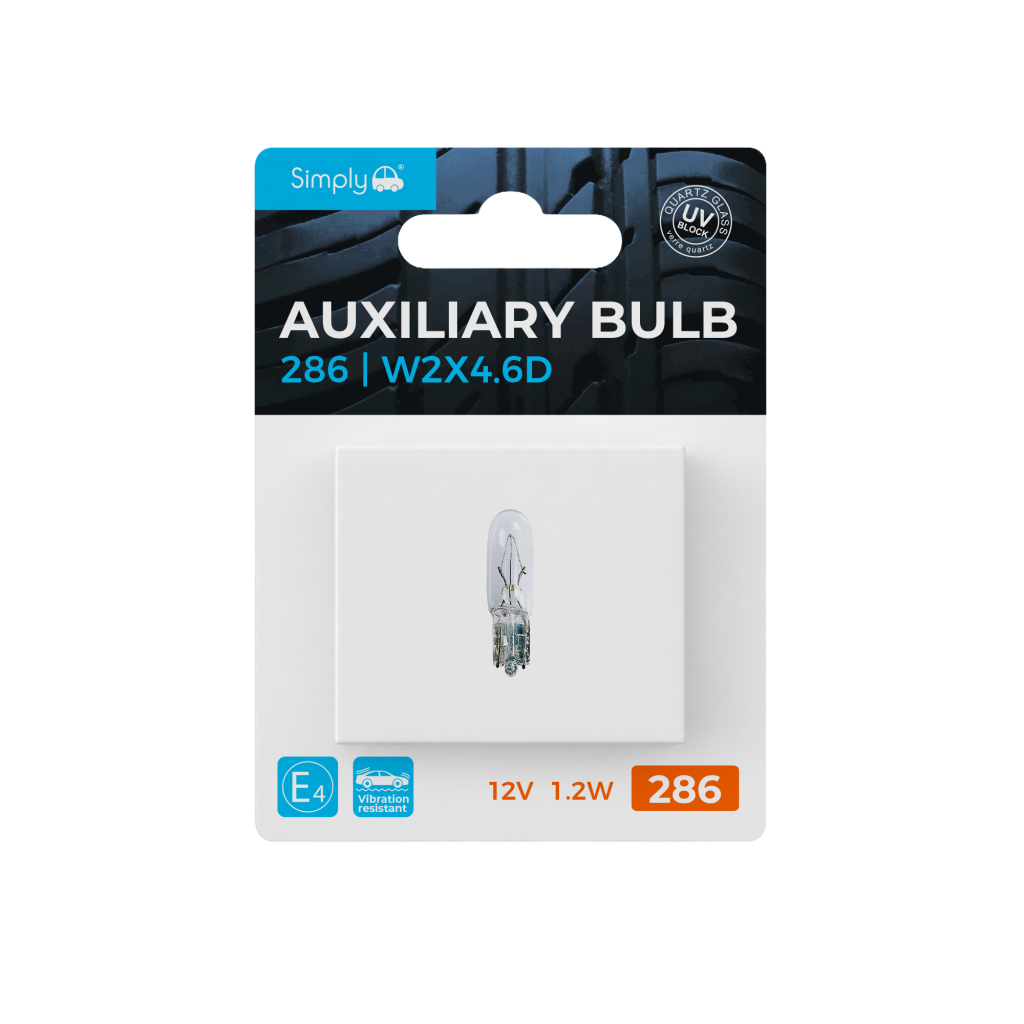 1pk 1.2W Mini-wedge S286 Auxiliary Bulb Blister 12V 1.2W W2x4.6D