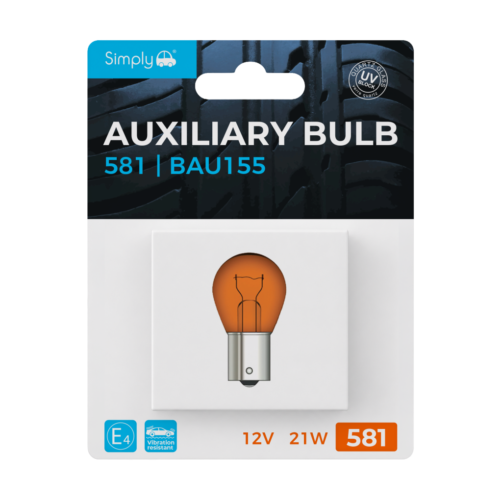 1pk Amber Auxiliary Bulb Blister 12V 21W