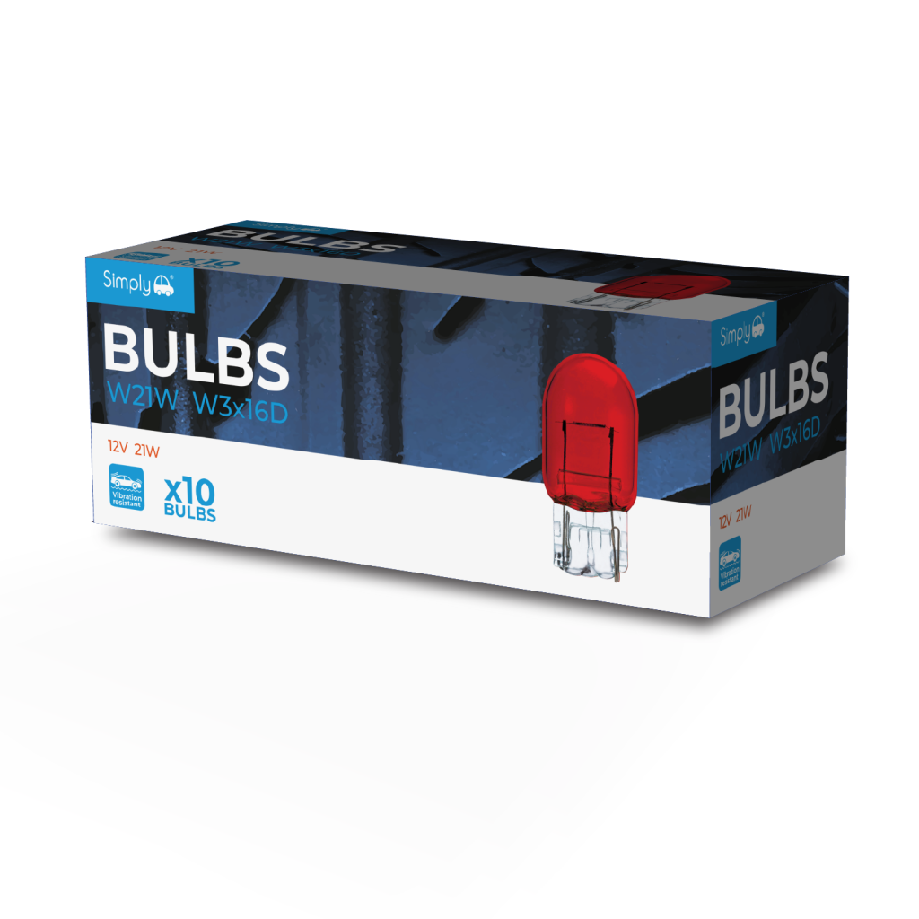 10pk W21W S582R Red Auxiliary Bulbs 12V 21W W3x16D