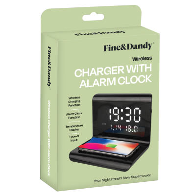 Charger with alarm clock packaging mock-up on a trasparent background