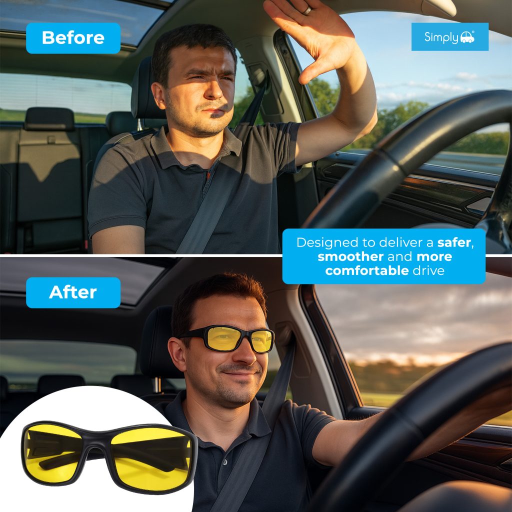image that highlights the anti-glare feature - reduced eye fatigue and a smoother and safer drive