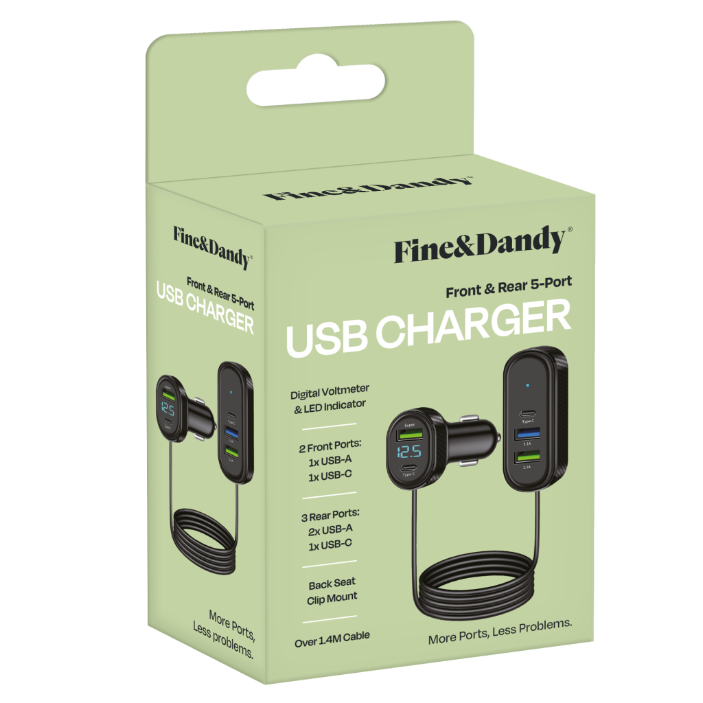 Front & Rear 5-Port USB Charger