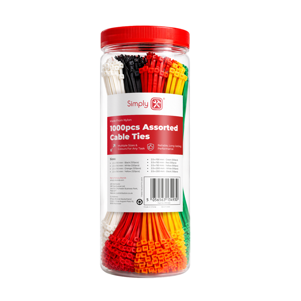1000pc Assorted Cable Ties