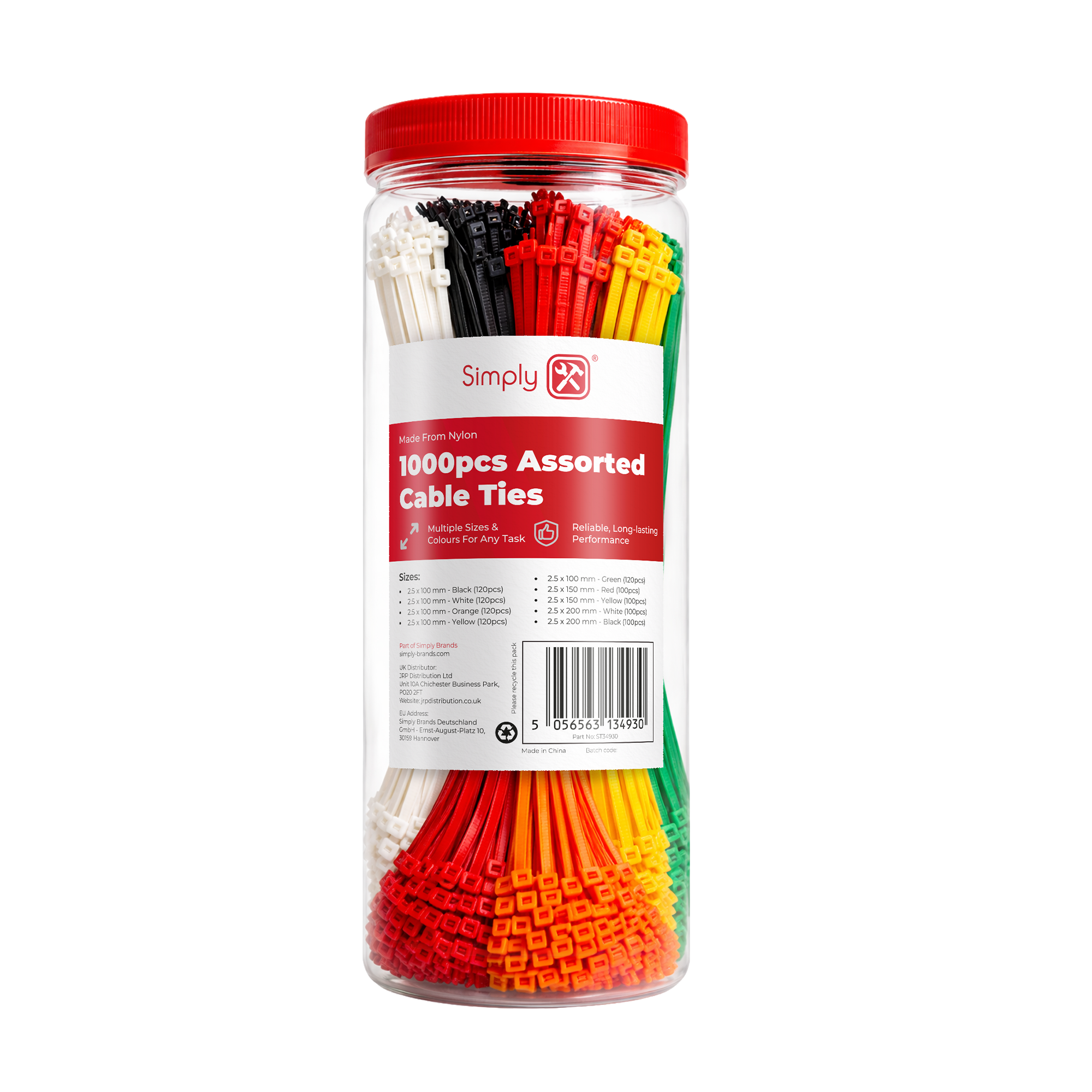 1000pc Assorted Cable Ties | Simply Brands | Private Label